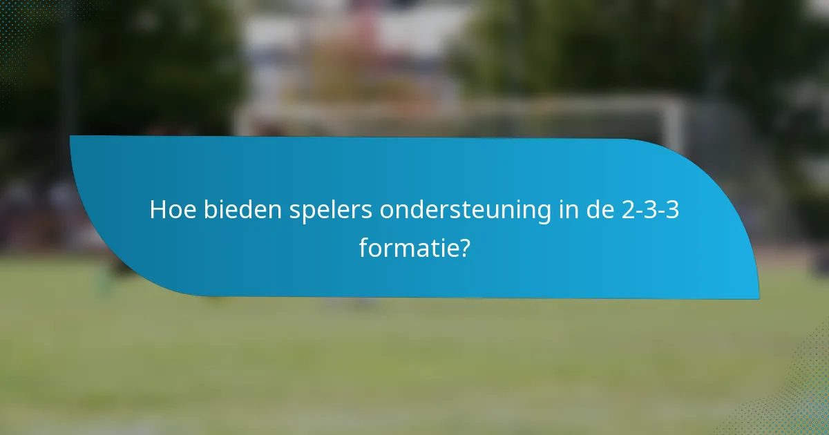 Hoe bieden spelers ondersteuning in de 2-3-3 formatie?